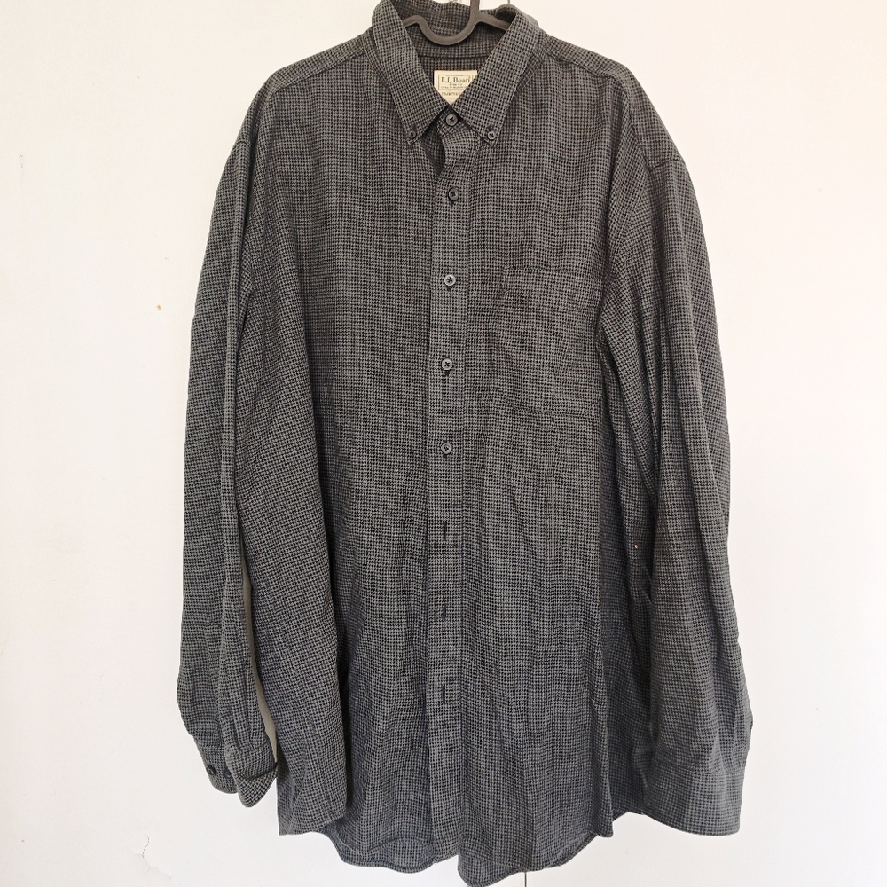 VTG L.L. Bean Black houndtooth Button-Up Shirt